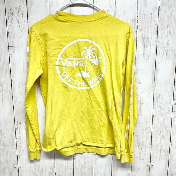 VANS Top Women Size Small Cotton Crewneck Graphic Long Sleeve Yellow Graphic - Picture 4 of 4